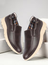 Men Brown Genuine Leather Feather Lightweight EVA Sole Formal Office Comfort Broad Feet Slip On Shoes