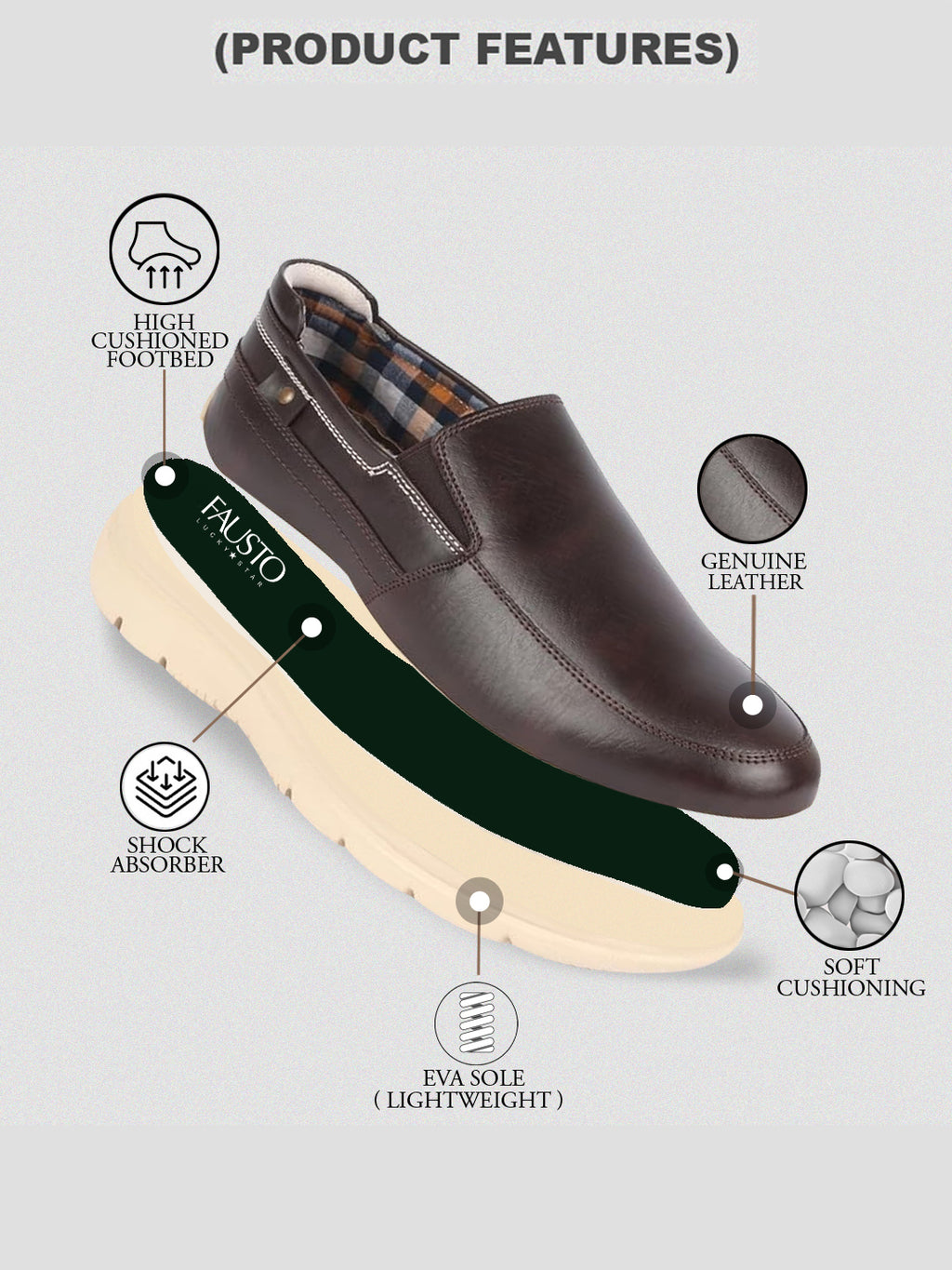 men brown genuine leather feather lightweight eva sole formal office comfort broad feet slip on shoes