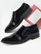 Men Black Patent Leather Party Formal Textured Strip Slip On Shoes