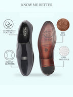 Shop Men Black Patent Leather Party Formal Textured Strip Slip On Shoes Online.