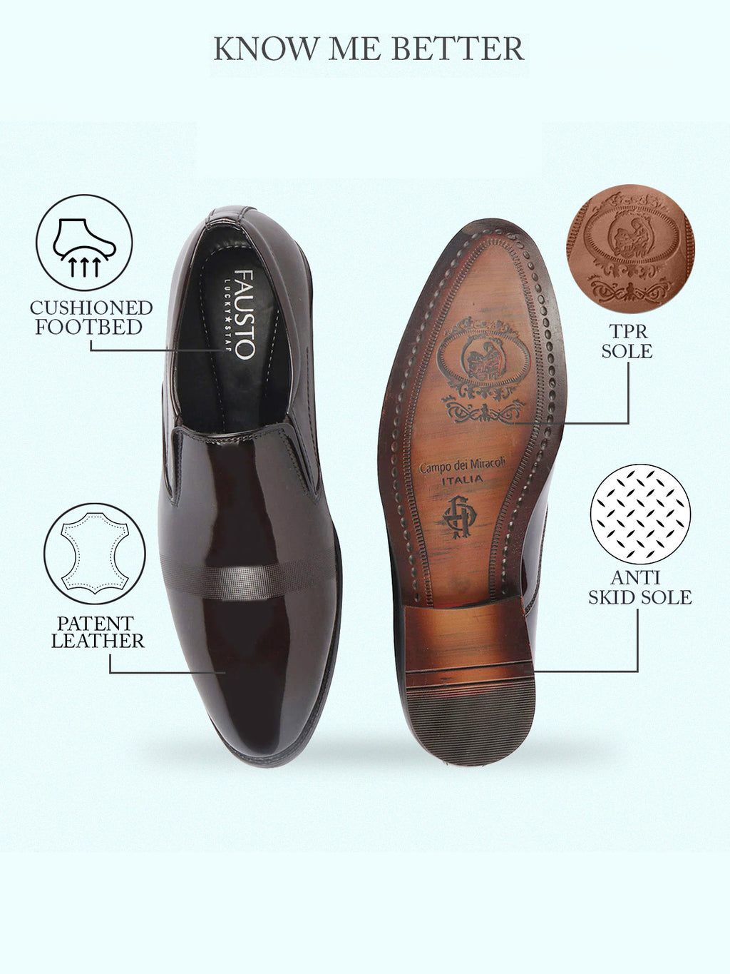 shop men brown patent leather party formal textured strip slip on shoes online.