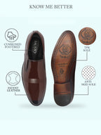 Shop Men Tan Patent Leather Party Formal Textured Strip Slip On Shoes Online.