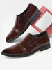 Men Tan Patent Leather Party Formal Textured Strip Slip On Shoes