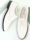 Men White Patent Leather Party Formal Textured Strip Lace Up Shoes
