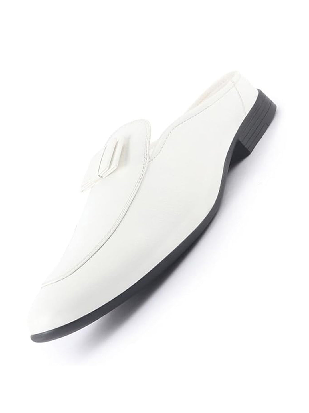 Men White Bow Design Velvet Upper Back Open Evening Party Formal Slip On Shoes|Memory Cushioned Insole Mules for Wedding, Office, Cocktail Tuxedo Dress|Lightweight and Comfort