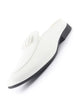 Men White Bow Design Velvet Upper Back Open Evening Party Formal Slip On Shoes|Memory Cushioned Insole Mules for Wedding, Office, Cocktail Tuxedo Dress|Lightweight and Comfort