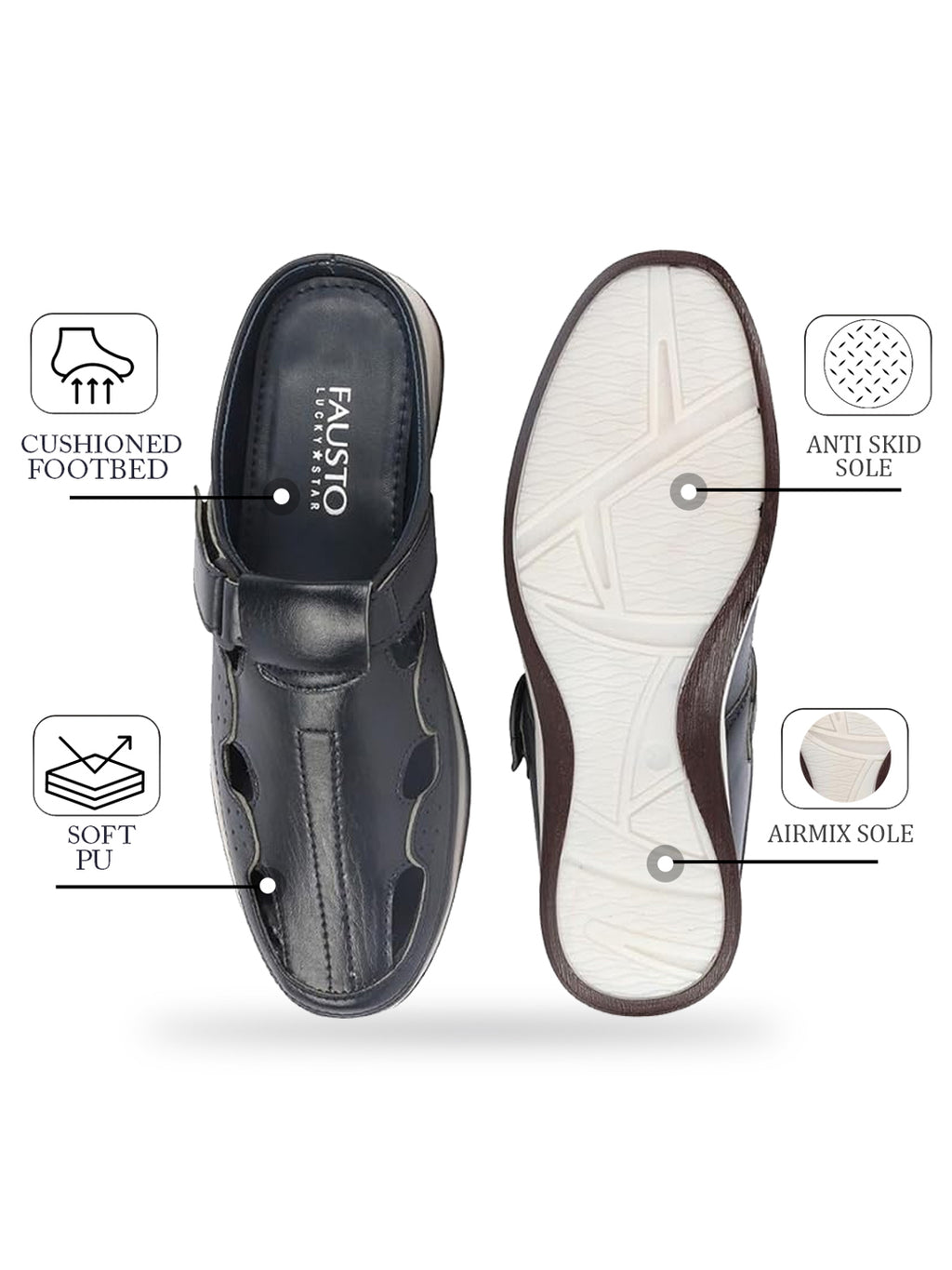Shop Men Blue Casual Back Open Perforated Day Long Comfort Slip On Sandals Online.