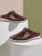 Men Brown Casual Back Open Perforated Day Long Comfort Slip On Sandals