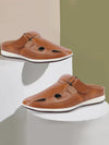 Men Tan Casual Back Open Perforated Day Long Comfort Slip On Sandals