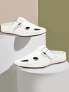 Men White Casual Back Open Perforated Day Long Comfort Slip On Sandals