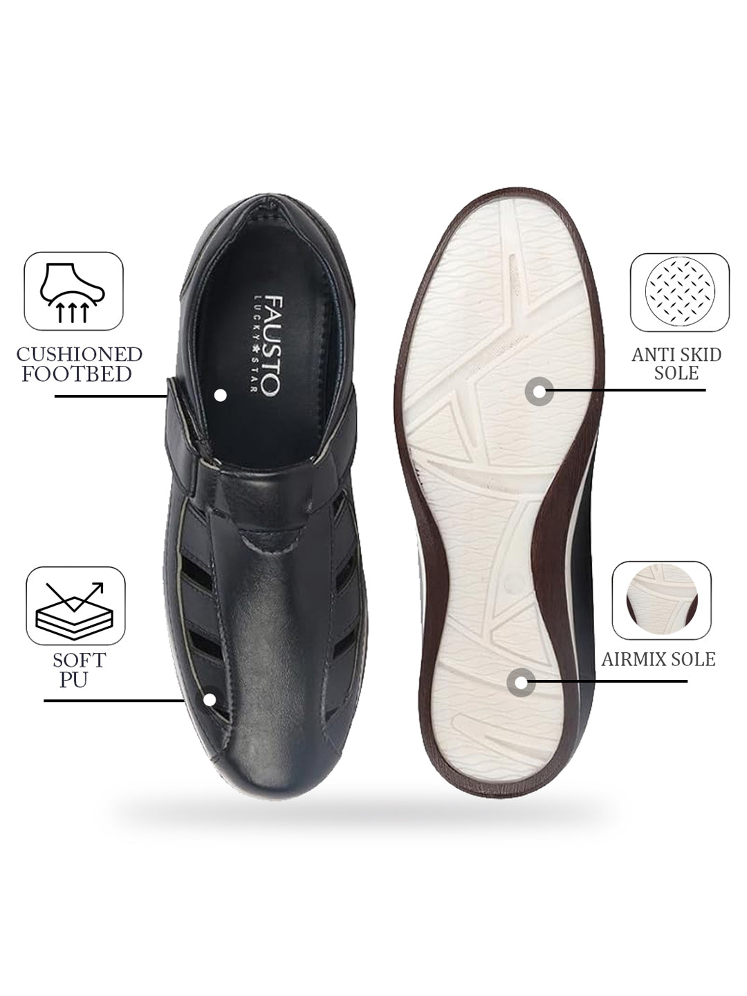 Shop Men Blue Laser Cut Design Day Long Comfort Hook and Loop Casual Sandals Online.