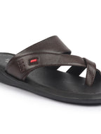 fausto men brown toe ring flat dress slipper with memory cushioned|multi strap slipper for evening|slippers for kurta