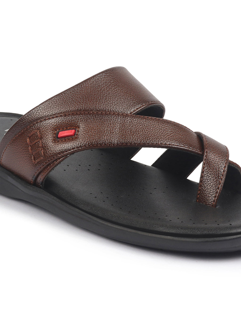 fausto men tan toe ring flat dress slipper with memory cushioned|multi strap slipper for evening|slippers for kurta
