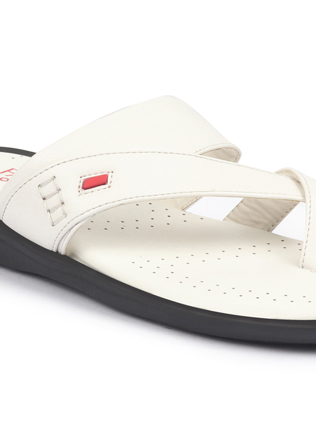 fausto men white toe ring flat dress slipper with memory cushioned|multi strap slipper for evening|slippers for kurta