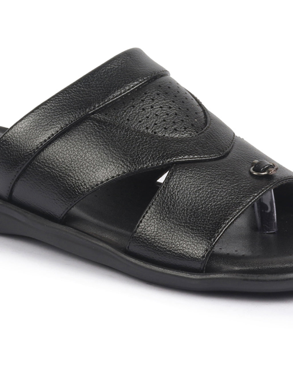 shop fausto men black open toe broad feet slipper with memory cushion|comfortable gents slipper|sandals for kurta online.