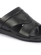 shop fausto men black open toe broad feet slipper with memory cushion|comfortable gents slipper|sandals for kurta online.