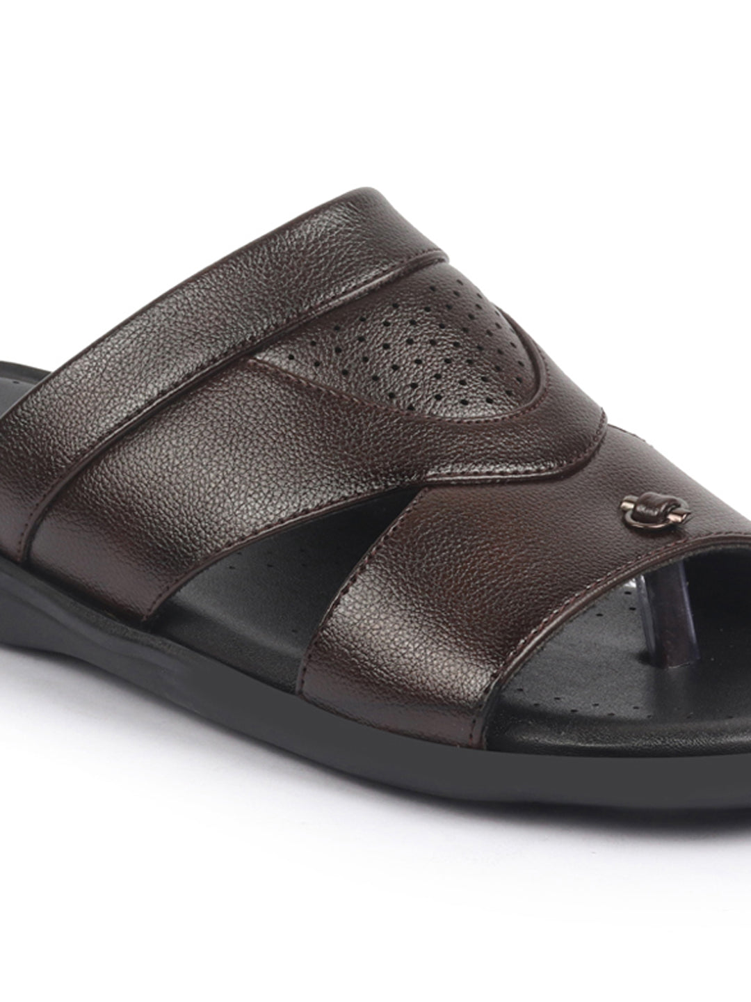 fausto men brown open toe broad feet slipper with memory cushion|comfortable gents slipper|sandals for kurta