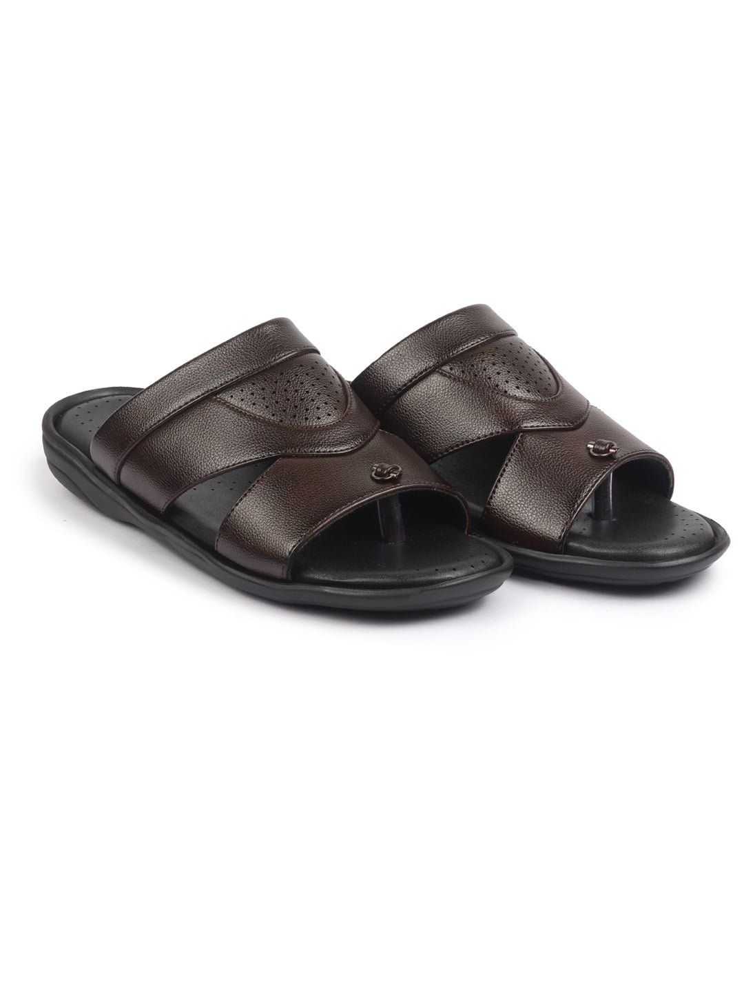 fausto men brown open toe broad feet slipper with memory cushion|comfortable gents slipper|sandals for kurta