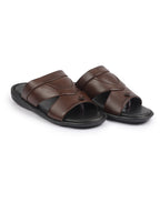 fausto men tan open toe broad feet slipper with memory cushion|comfortable gents slipper|sandals for kurta