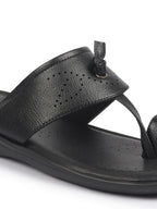 fausto men black toe ring kohlapuri slipper with cushioned footbed|multi strap slipper for evening