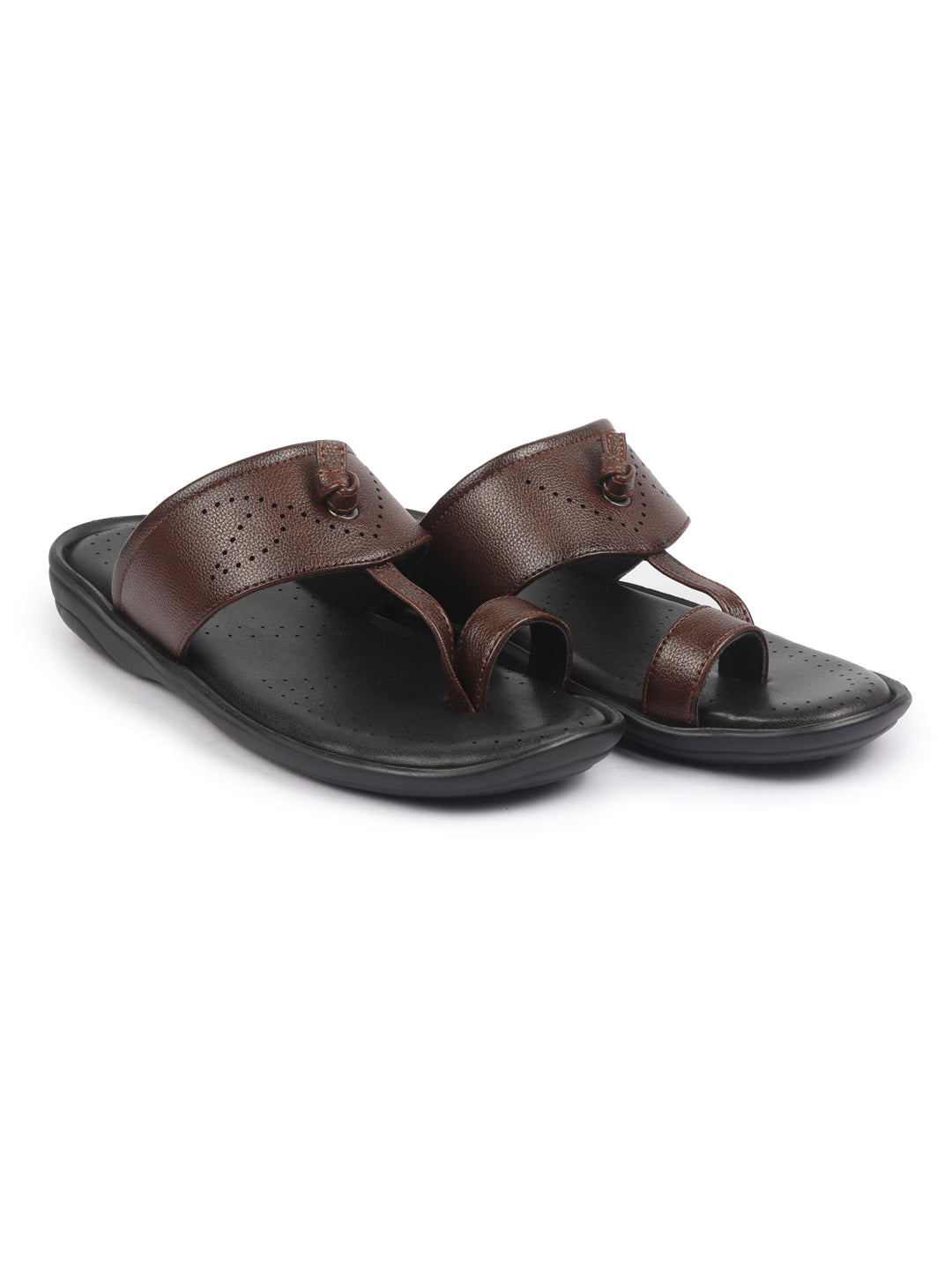 shop fausto men tan toe ring kohlapuri slipper with cushioned footbed|multi strap slipper for evening online.