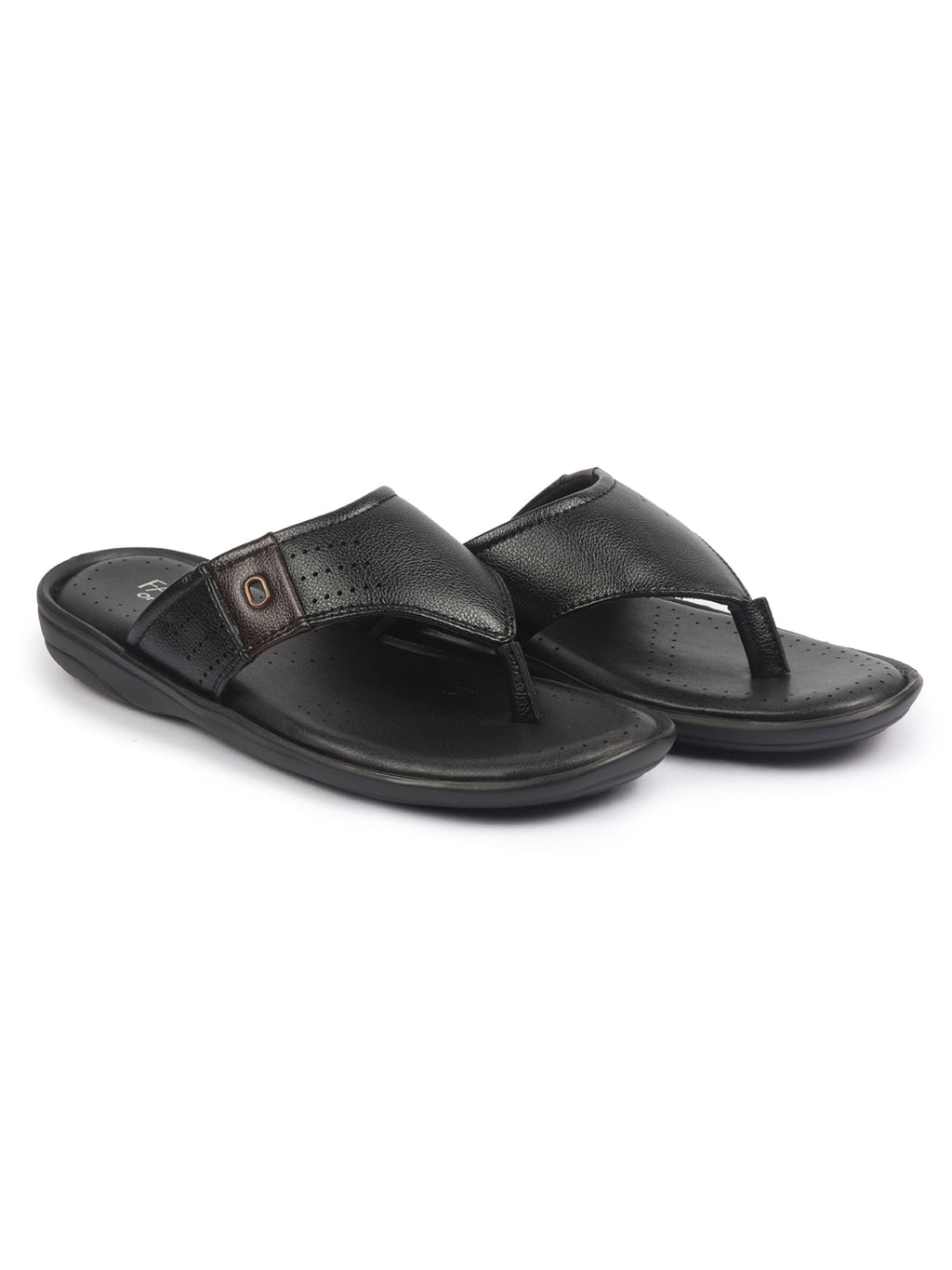 Shop FAUSTO Men Black Open Toe Flip-Flop Slippers With Memory Cushion|Outdoor Slipper For Men Online.