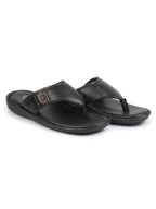 Shop FAUSTO Men Black Open Toe Flip-Flop Slippers With Memory Cushion|Outdoor Slipper For Men Online.