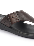 fausto men brown open toe flip-flop slippers with memory cushion|outdoor slipper for men