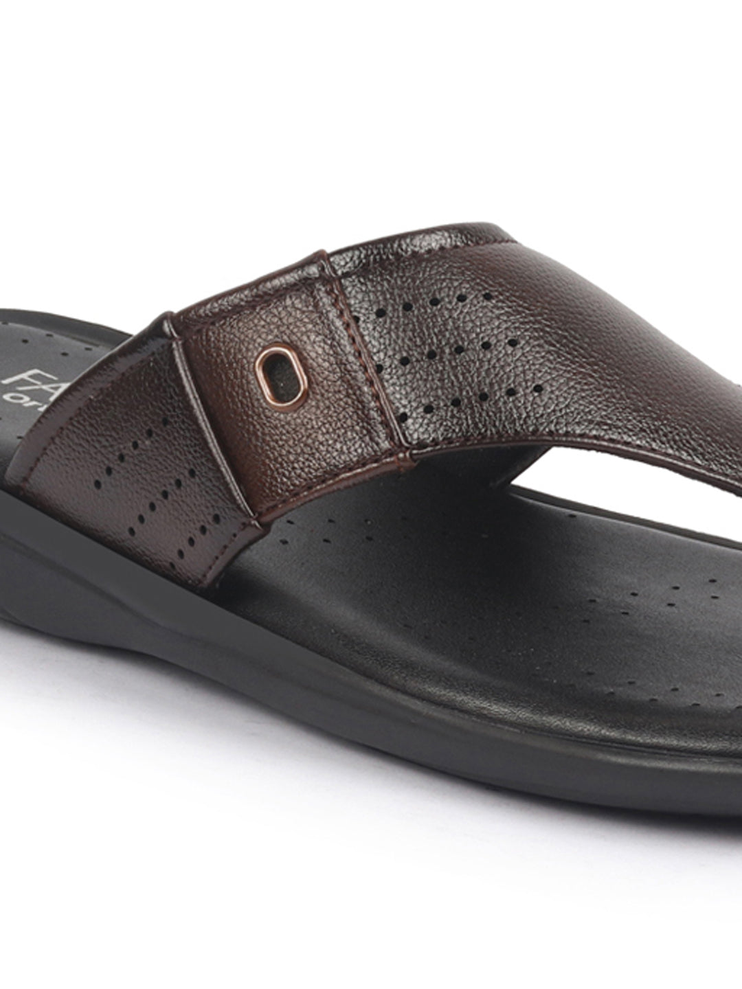 fausto men brown open toe flip-flop slippers with memory cushion|outdoor slipper for men