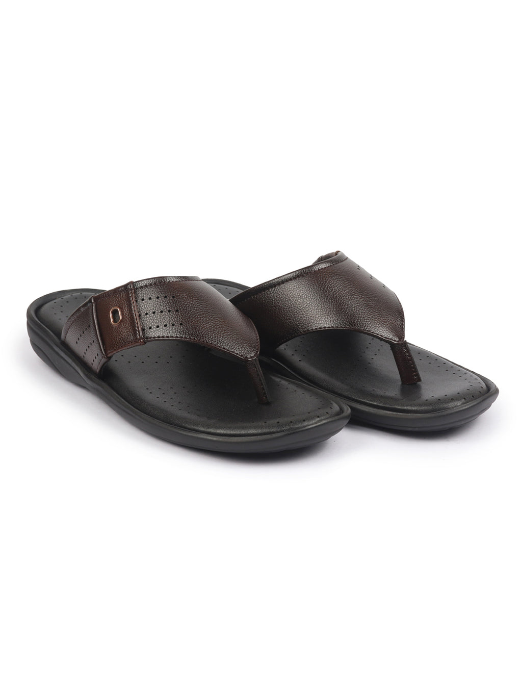 fausto men brown open toe flip-flop slippers with memory cushion|outdoor slipper for men