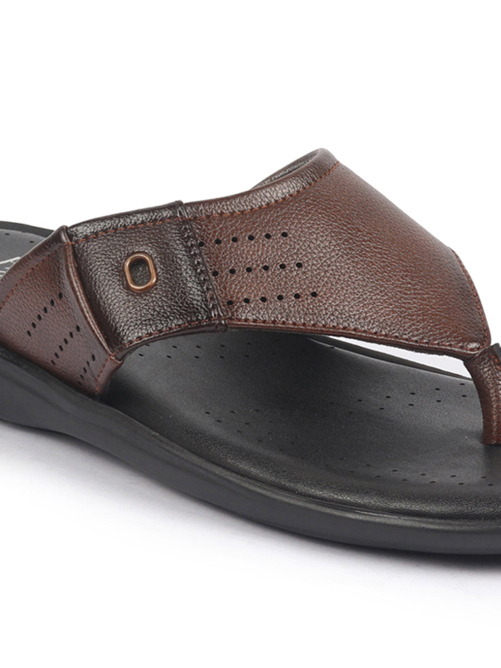 Shop FAUSTO Men Tan Open Toe Flip-Flop Slippers With Memory Cushion|Outdoor Slipper For Men Online.