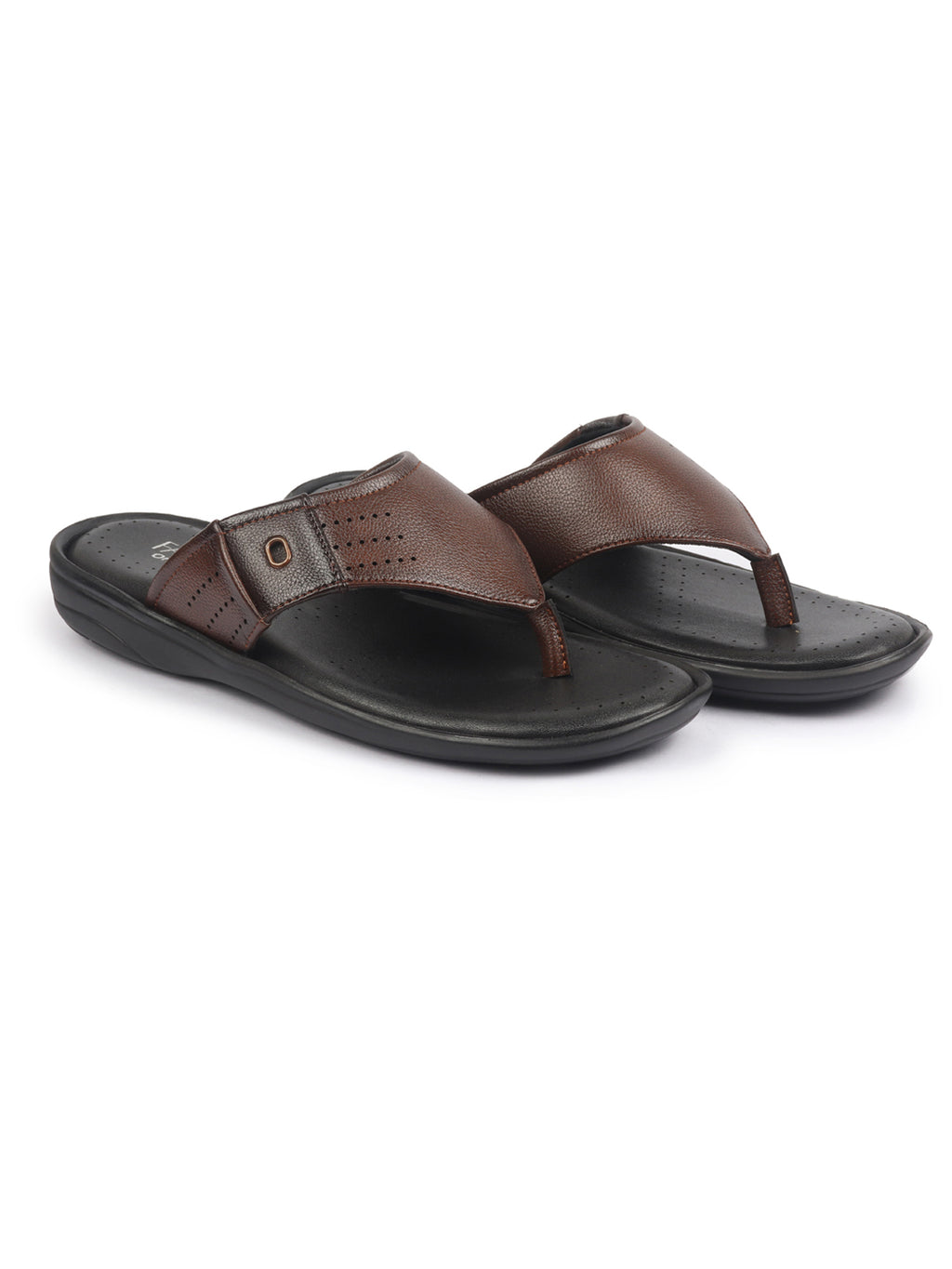 Shop FAUSTO Men Tan Open Toe Flip-Flop Slippers With Memory Cushion|Outdoor Slipper For Men Online.