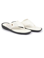 fausto men white open toe flip-flop slippers with memory cushion|outdoor slipper for men
