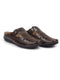 Shop FAUSTO Men Brown Back Open Perforated Breathable Casual Sandal With Cushioned Footbed|Adujstable Strap Stitched Slip On Sandal For Work|Evening Online.