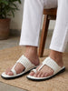 Men White Casual Outfit Kolhapuri Toe Ring Strap Ortho Slippers|Memory Cushioned Footbed|Ultra Lightweight and Comfort Slip On Slipper