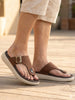 Men Tan Buckle Adjustable T-Strap Side Stitched Summer Waterproof Slip On Sandals|Comfort Featherlite Insole|Thong Slipper for Monsoon Rainy Season