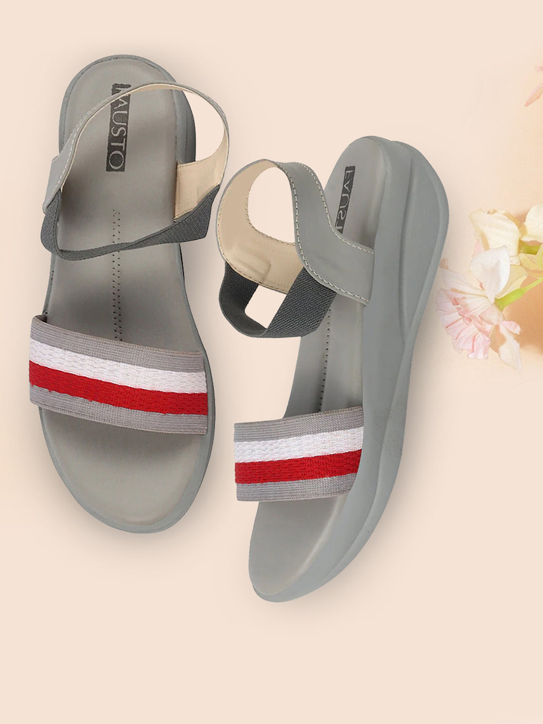 Shop Women Grey Open Toe Multi Color Strap Platform Woven Design Slip On Sandals Online.