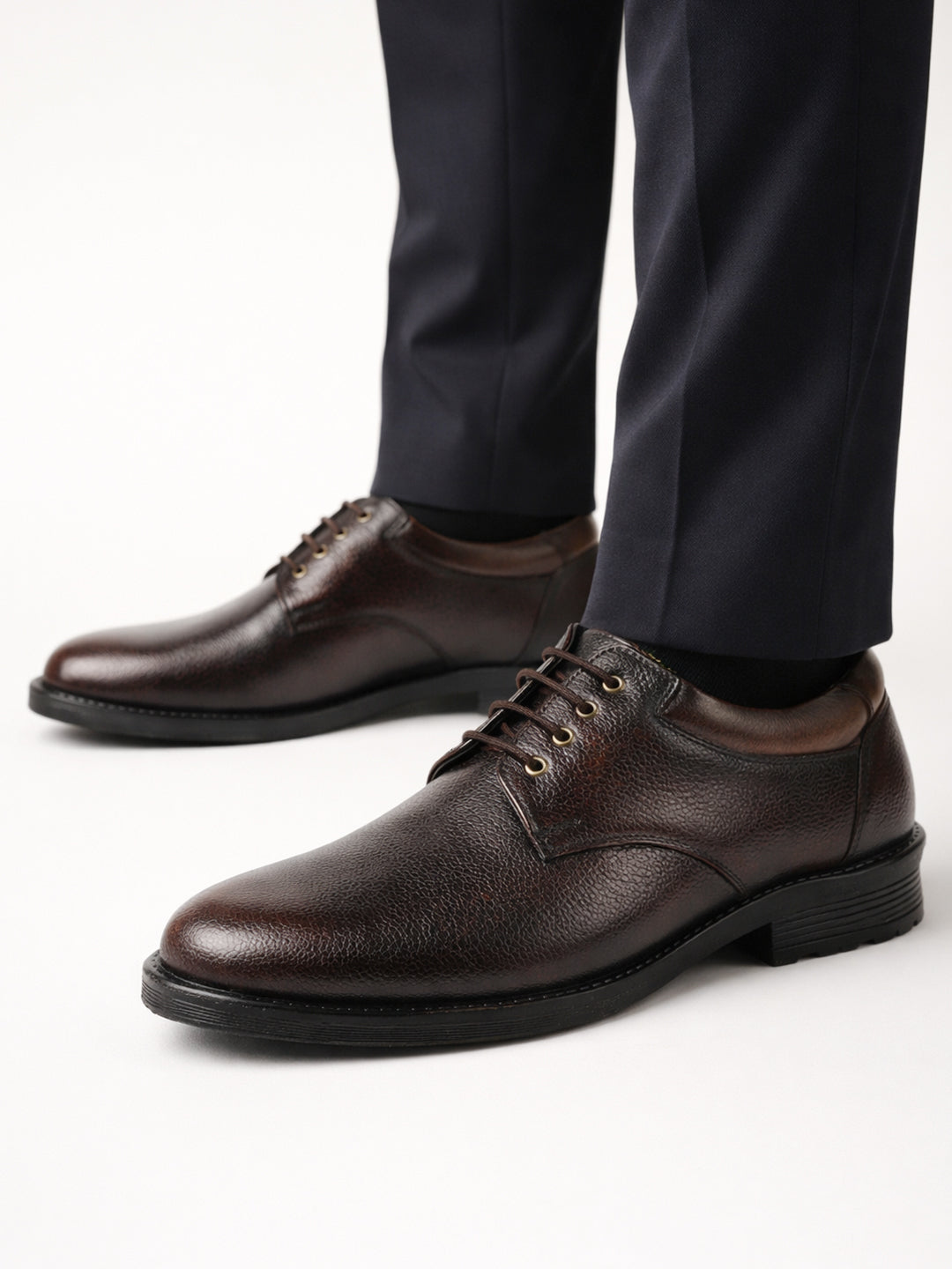 Shop Men Tan Genuine Burnish Leather Formal Lace Up Derby Shoes For Office|Work Online.