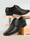 Men Black Genuine Leather Textured Formal Lace Up Derby Shoes For Office|Work