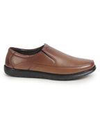 shop men tan genuine leather textured formal slip on flat heel shoes for office work broad feet formal shoes online.