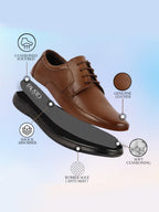 men tan genuine leather textured formal lace up flat heel shoes for office|work|broad feet formal shoes