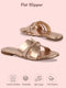 Shop Women Rose Shiny Open Toe Embellished Design Slipper With Cushioned Footbed|Flat Slipper For Party|Festive|Wedding Online.