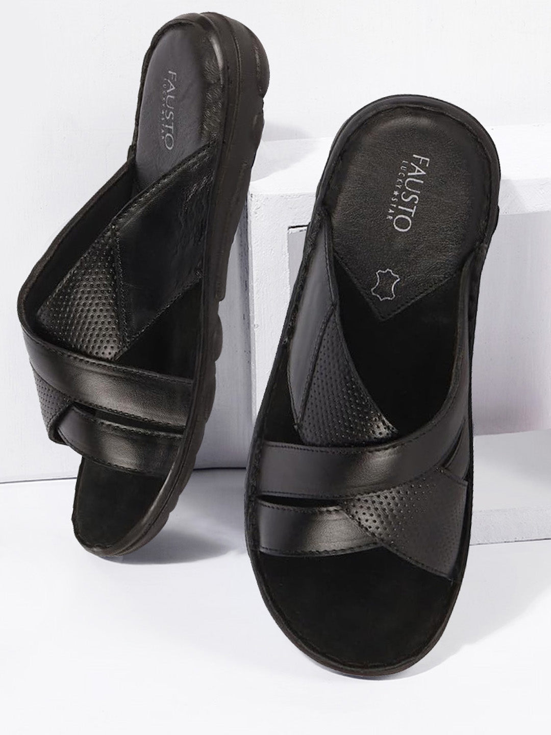 Shoe Zone Boot Slippers Buy Black Leather Straped Criss Cross For