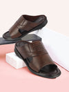 Men Brown Daily Indoor Outdoor Comfort Stitched Design Open Toe Slip On Slipper