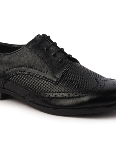 Men Black Formal Office Party Genuine Leather Lace Up Brogue Shoes