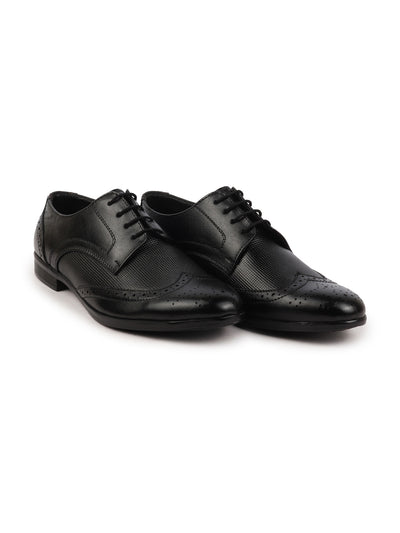 Men Black Formal Office Party Genuine Leather Lace Up Brogue Shoes