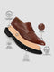 Men Tan Formal Office Party Genuine Leather Lace Up Brogue Shoes