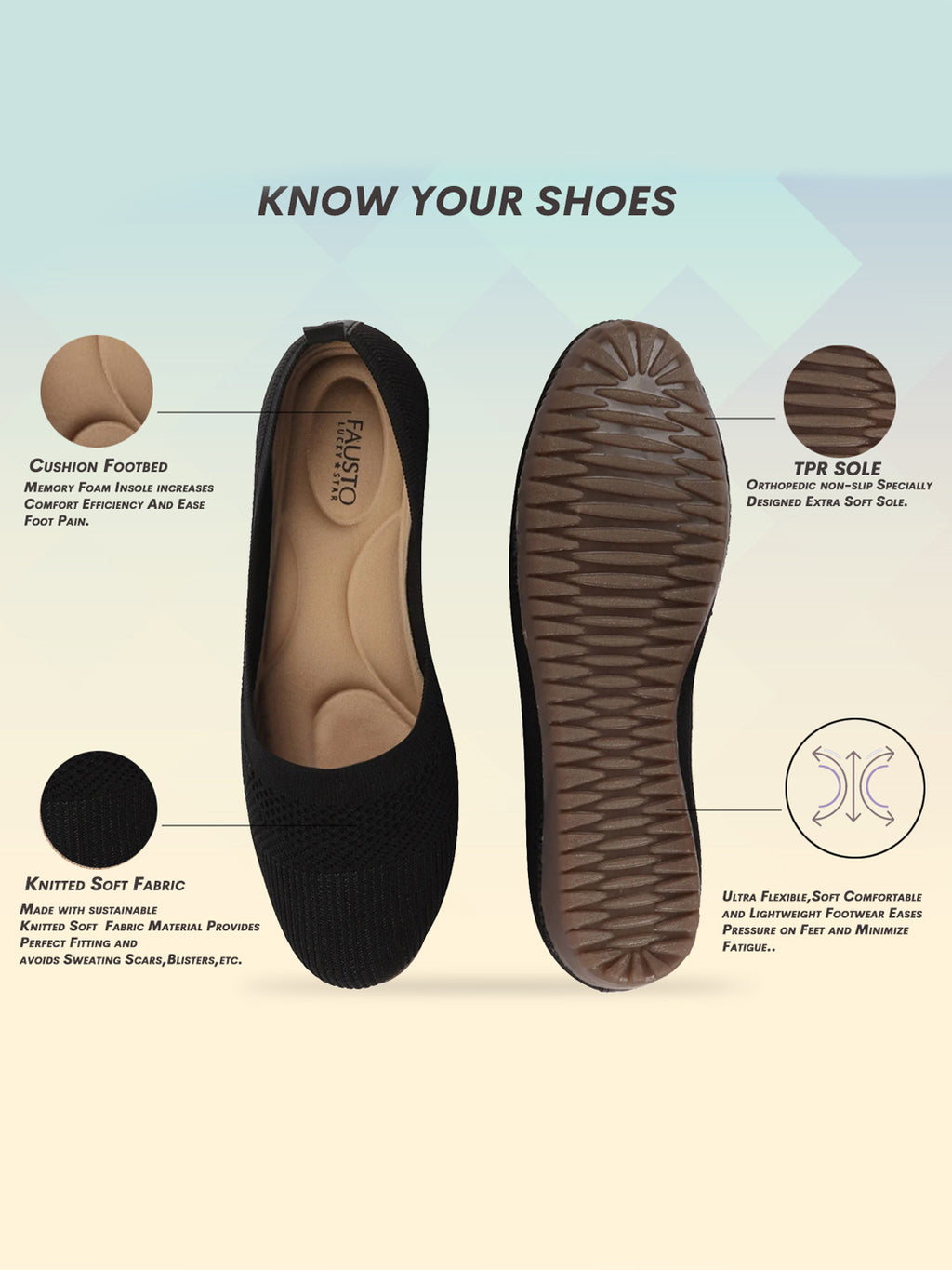 Shop Women Black Athleisure Active Wear Knitted Soft Fabric Slip On Flat Ballerina Shoes For Walking Online.