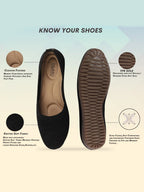 Shop Women Black Athleisure Active Wear Knitted Soft Fabric Slip On Flat Ballerina Shoes For Walking Online.