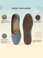 Shop Women Sky Blue Athleisure Active Wear Knitted Soft Fabric Slip On Flat Ballerina Shoes For Walking Online.
